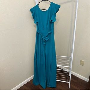 Knitee Acid Blue/ Teal Short Sleeved Jumpsuit Size Medium